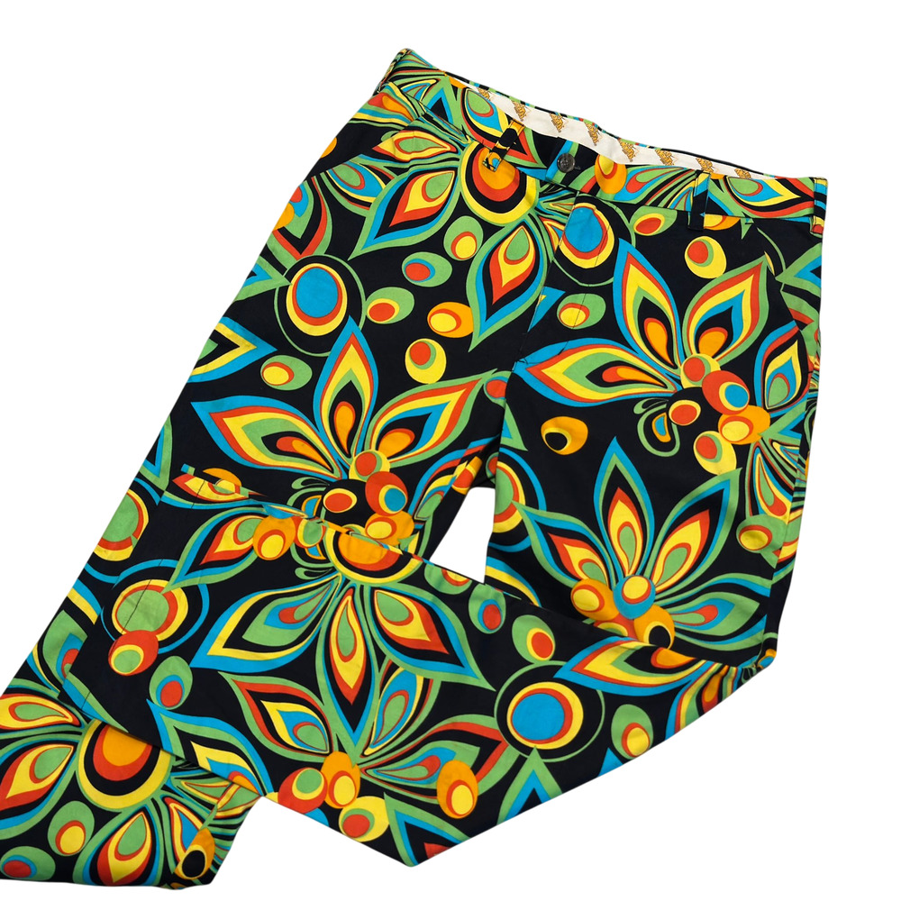 Loudmouth Birdie Golf Pants Mens 34 Shagadelic Black 70s Party Fun Stretch *Read